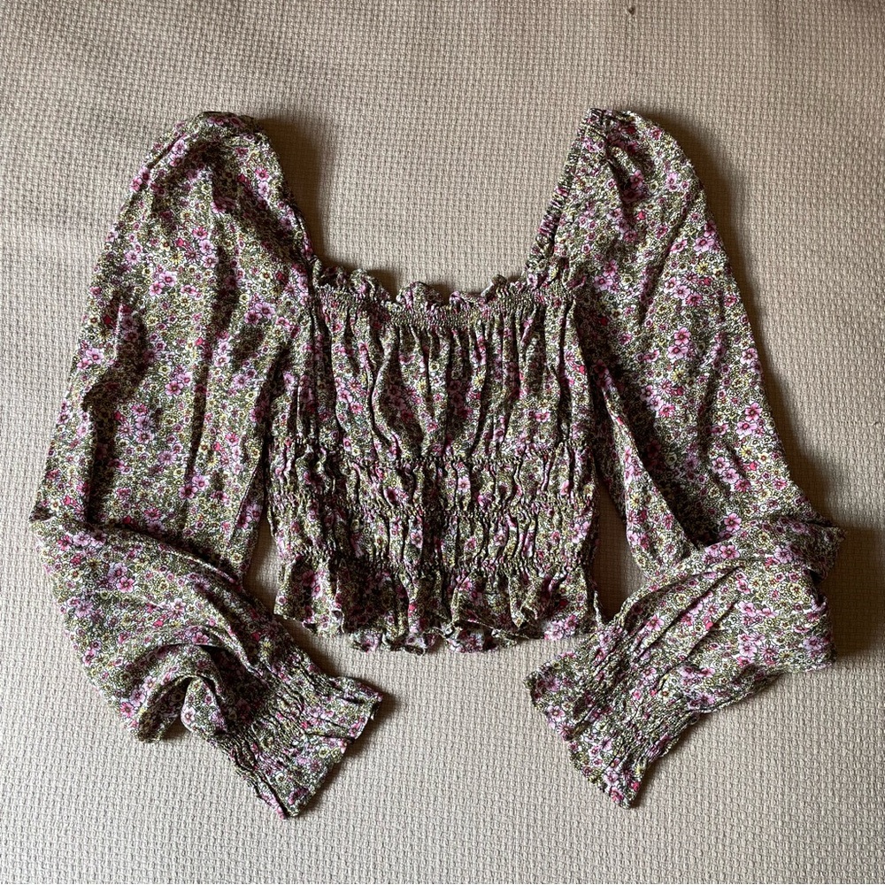 Floral square neck top